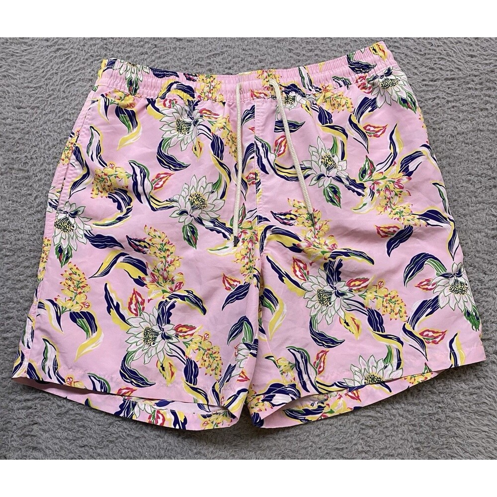 Polo Ralph Lauren Shorts Mens XL Pink Floral Hawaiian Beach Swimwear Trunks